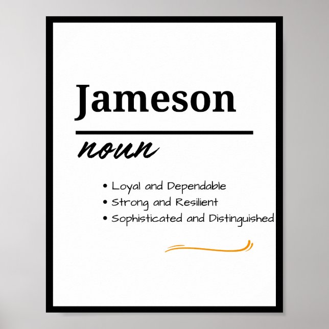 Poster Jameson, Definição de Nome Personalizado de Menino (Frente)