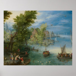 Poster Jan Brueghel, o Velho - Paisagem do Rio