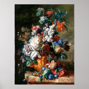 Poster Jan van Huysum Buquê de Flores em Urn