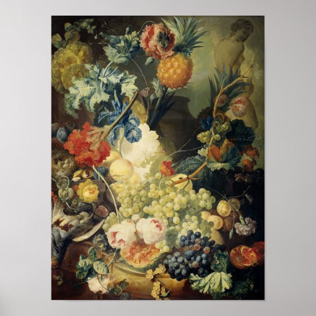 Poster Jan Van Os - Still Life With Flowers, Fruit (Frente)