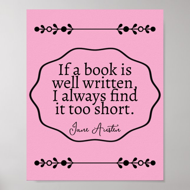 Poster Jane Austen - se um livro é bem escrito (Frente)