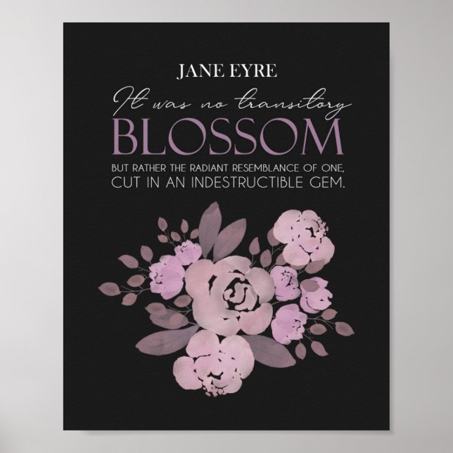 Poster Jane Eyre - Sem Flor Transitório - Rosas em Preto (Frente)