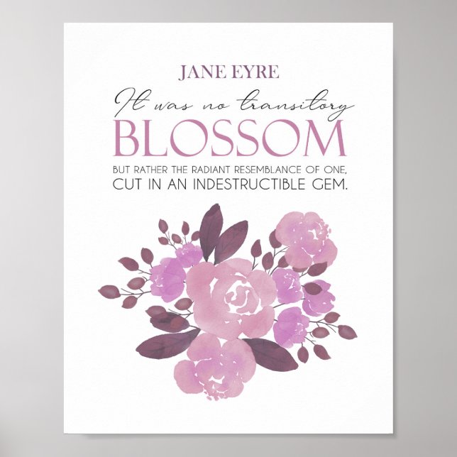 Poster Jane Eyre - Sem Flor Transitório - Rosas Rosa (Frente)