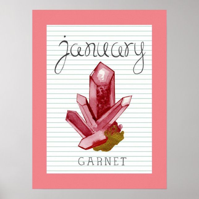 Poster Janeiro Birthstone Garnet 18x24 Trabalho de arte (Frente)
