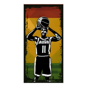 Pôster Janeiro de fevereiro de fevereiro de basquetebol P