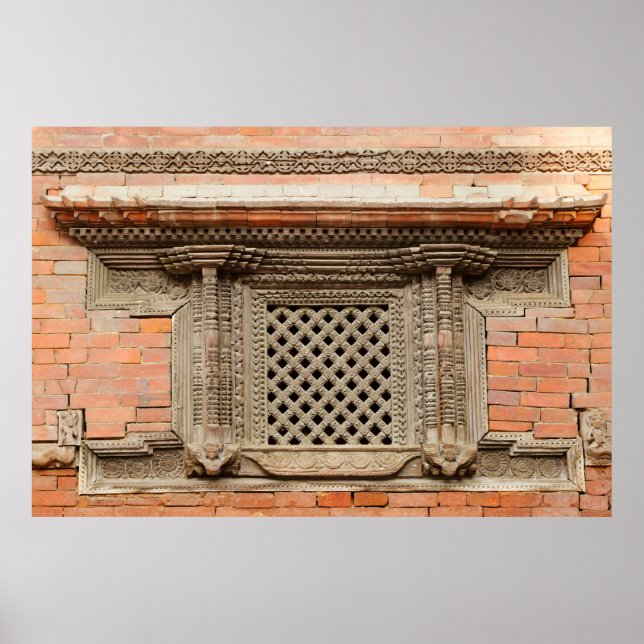 Poster Janela antiga no pátio Nasal Chowk de Hanuman (Frente)