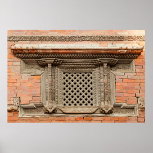 Poster Janela antiga no pátio Nasal Chowk de Hanuman