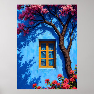Poster Janela Azul Mediterrâneo Serena & Flores de Cereje