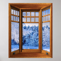 Janela da Baía de Madeira Illusão paisagem de neve