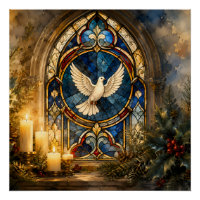Janela de Natal de Pombo de Vidro Colorido