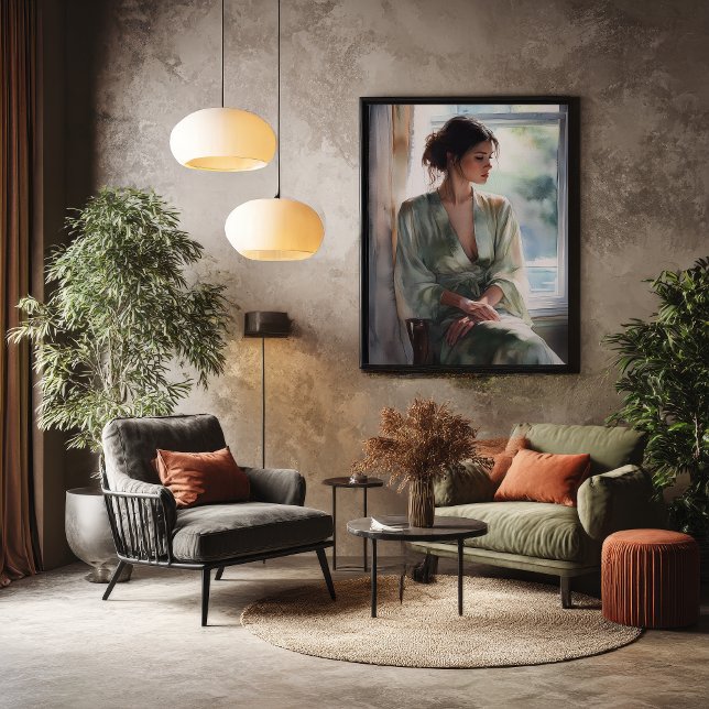 Poster Janela de Solidão: Retrato de Aquarela (Criador carregado)