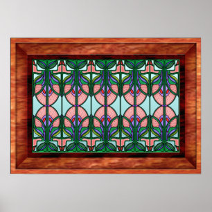 Poster Janela de vitral quadro Nouveau da arte