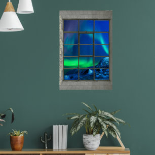 Poster Janela do falso da aurora boreal de Borealis da