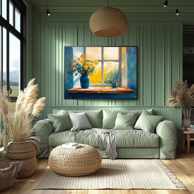 Poster Janela Ensolarada Fauvista com Flores – lar aconch (Criador carregado)