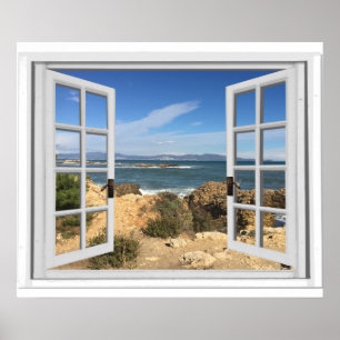 Poster Janela Falsa do Rocky Beach Ocean View