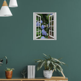 Poster Janela Falsa Vista do Jardim de Hortênsias