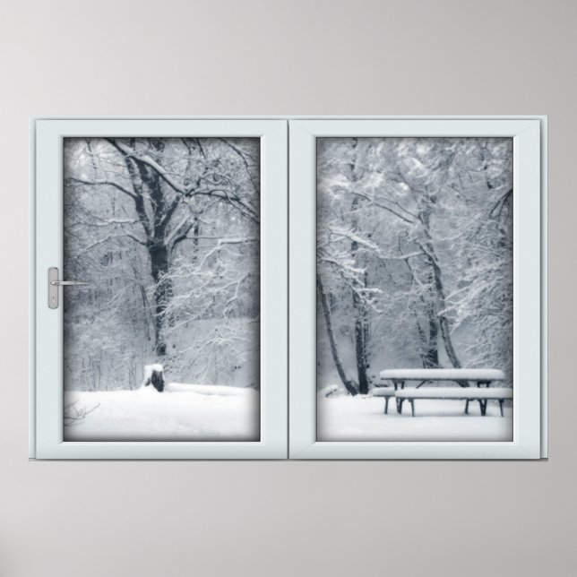 Poster Janela nova em neve com vista (Frente)