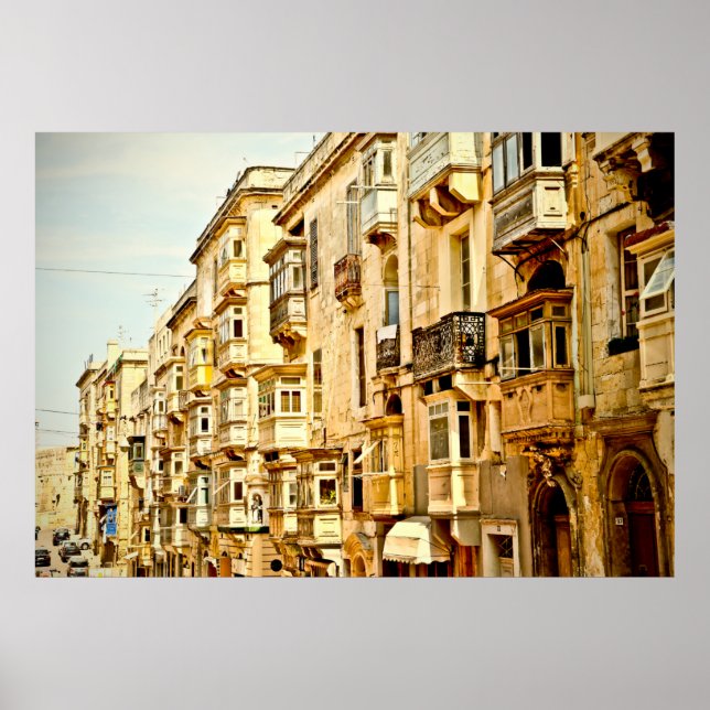 Poster Janelas de arco em Maltamalta,janela,antiga,arquit (Frente)