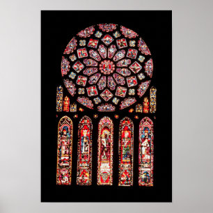 Pôster janelas rosa e lancet a partir da parede norte