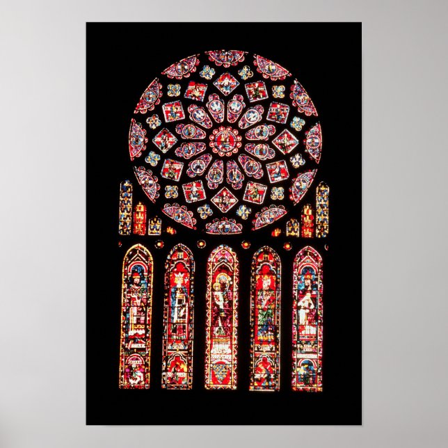 Pôster janelas rosa e lancet a partir da parede norte (Frente)