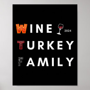 Poster Janta de Ação de Graças da Família Wine Turkey out