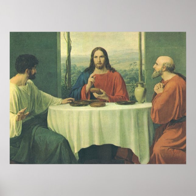 Pôster Jantar Antigo em Emaús com Jesus Cristo (Frente)