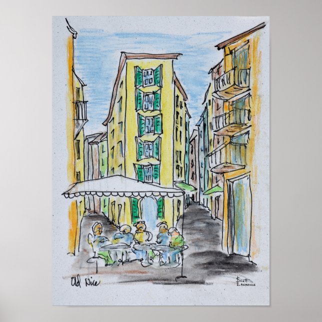 Pôster Jantar ao Ar Livre no Old Nice | Nice, França (Frente)