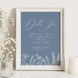 Poster Jantar em Jarro Flor Silvestre Azul Casamento