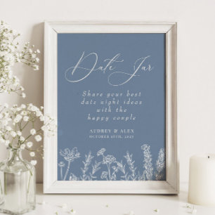 Poster Jantar em Jarro Flor Silvestre Azul Casamento