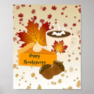 Poster Janto de Ação de Graças Cuisine Pumpkin Pie Hot Ca