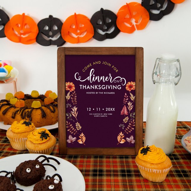 Poster Janto de Ação de Graças Floral Watercolor (Criador carregado)