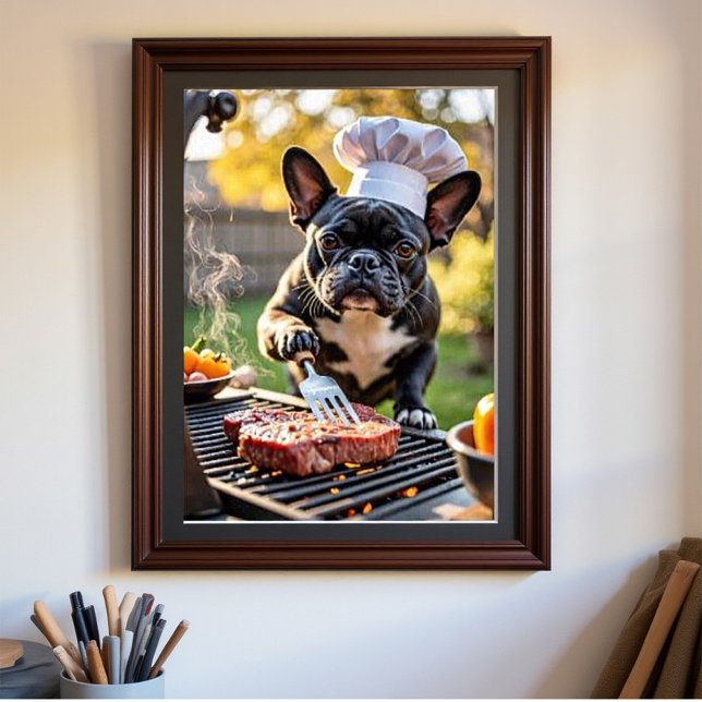 Poster Janto Francês Bulldog Chef Grills (Criador carregado)