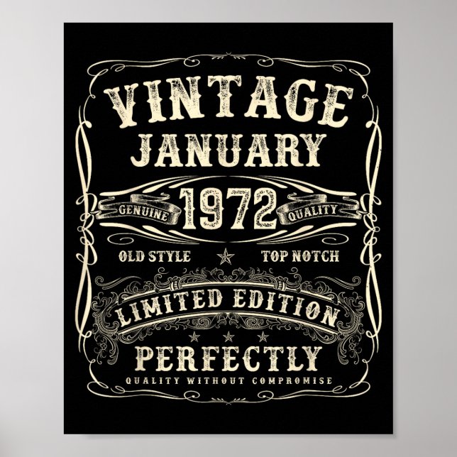 Poster January 1972 54th Birthday For Men 54 Year Old Bda (Frente)