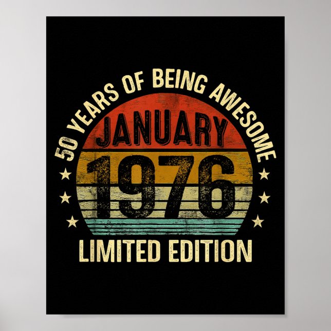 Poster January Birthday Est 1976 Limited Edition Vintage  (Frente)