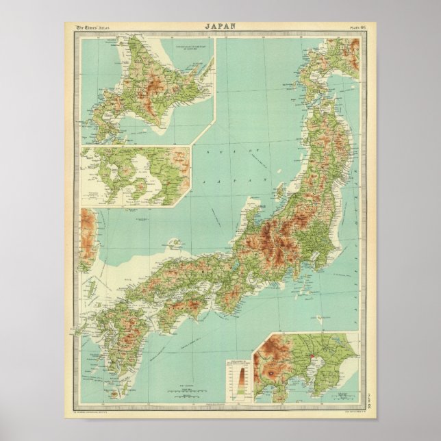 Poster Japan map with shipping routes (Frente)