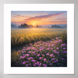 Poster Japan’s Autumn Rice Fields at Sunrise – Art Print