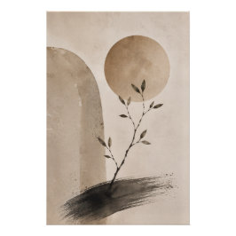 Pôster Japandi Botanical Wall Art Poster – Wabi Sabi