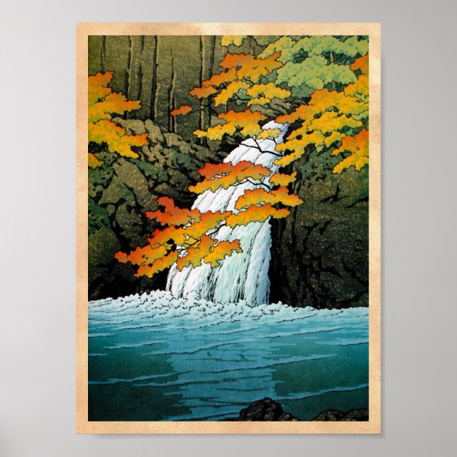 Poster Japanês oriental legal Kawase Senju Waterfall art (Frente)