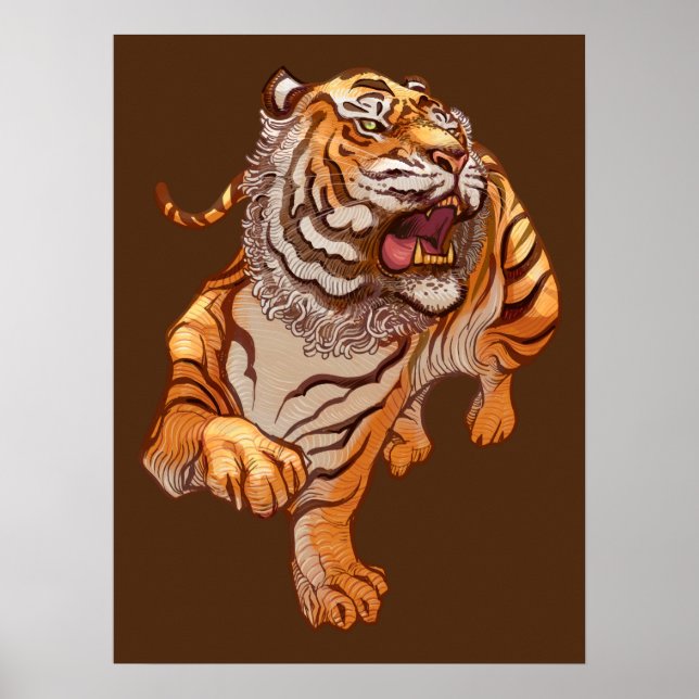 Poster Japanese Art Style Tiger (Frente)