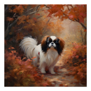 Pôster Japanese Chin no Outono Folhas Caem Inspiram