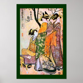 Pôster Japanese Engraving Three Geisha 1911