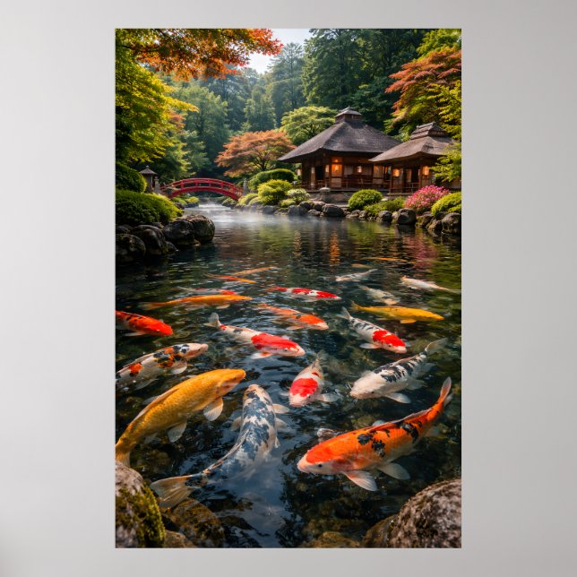 Poster Japanese Garden & Koi Pond - Photographic Image (Frente)