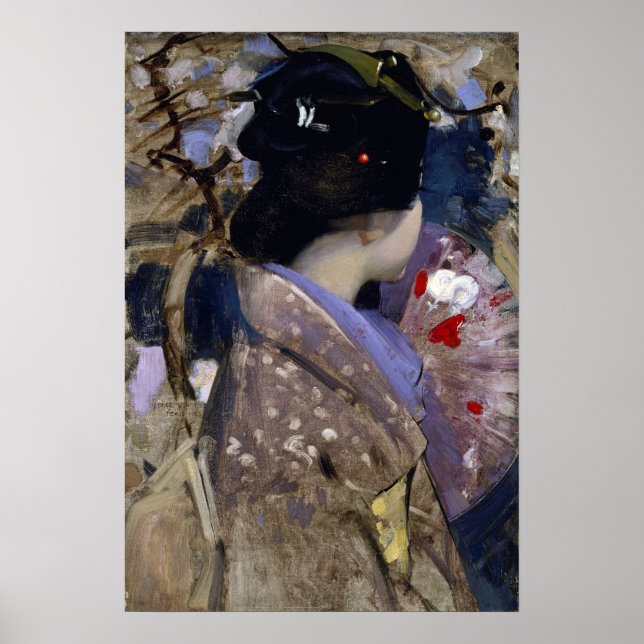 Poster Japanese lady with a fan by George Hardy (Frente)