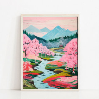 Poster Japanese Landscape Art Painting, Japanese Poster, 