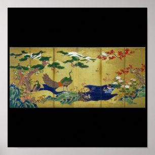 Poster Japanese Painting c. 1500's Peacock