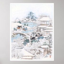 Poster Japanese Ukiyo-e of the 47 Ronin Fighting Samurai