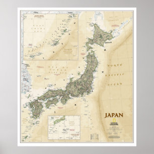Poster " Japão: 2012/hoje - Mapa detalhado do estilo anti