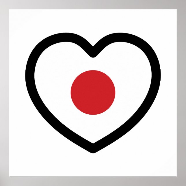 Poster Japão | Bandeira Japonesa Coração (Frente)