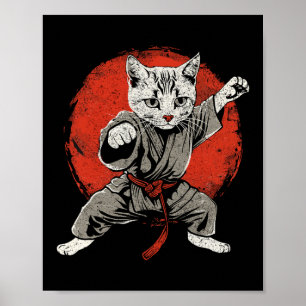 Poster Japão Cat Arts marciais Karate Ukiyo-e Taekwondo J