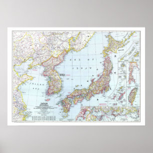 Poster "Japão e Coreia: MAP pormenorizado de 1945 ...